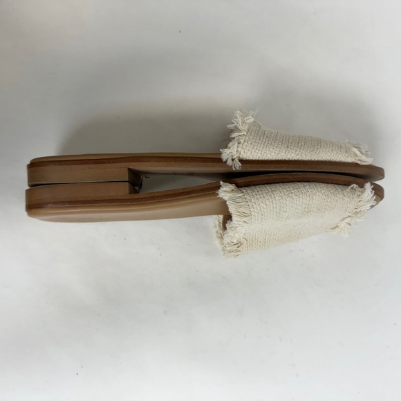Flattered Woven Flat Sandals Beige Cream Slip On Slides Fringe Rattan EU 38 $199 - Picture 7 of 10